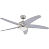 Image de 72220 Ventilateur de plafond d'intérieur à cinq pales et une lampe Bendan de 132 cm, finition chrome satiné avec verre opale dépoli