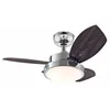 Image de 78763 Ventilateur de plafond d'intérieur à trois pales et une lampe Wengue de 76 cm, finition chrome avec verre opale dépoli