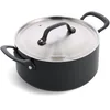 Image de GreenPan Craft Casserole en céramique anodisée dure antiadhésive 24 cm/4,9 litres avec couvercle, sans PFAS, sans induction, sans risque pour le lave-vaisselle, sans risque pour le four, noir