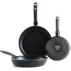 Image de GreenPan Torino Set de Poêles à Frire Antiadhésive 3 pièces en Céramique Saine, 20 cm, 24 cm & 28 cm, Sans PFAS, Induction, Va au four jusqu'à 160°C, Lavable au lave-vaisselle, Noir