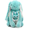 Image de Les PTIPOTOS by Les DEGLINGOS - Peluche Maman Bebe - Toute Douce - Cadeau Naissance - TOUDOU Lapin Maman & Bebe Bleu Aqua - 24CM