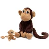 Image de PTIPOTOS by Les DEGLINGOS - ZAZOU Le Singe Maman/Bebe - Peluche Ultra Douce - Cadeau Naissance Anniversaire Noel - 26CM - Chocolat, Marron