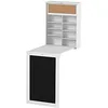 Image de InnovaGoods - Bureau Mural Rabattable Woldy, Design Moderne et Élégant, Multifonction avec Ardoise et Panneau en Liège, Compact et Pliable, Blanc, 80x50x18 cm, Bois