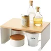 Image de Yamazaki 3923 Tosca Stackable Wood~Top Shelf, White, Steel/Wood, 30.5 x 22 x 14.5 cm