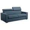 Image de Vente-unique - Canapé 3 Places Convertible Express en Tissu Bleu - Couchage Lattes Larges 140 cm - Matelas 18 cm avec mémoire de Forme