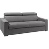 Image de Vente-unique - Canapé 4 Places Convertible Express en Tissu Gris - Couchage Lattes Larges 160 cm - Matelas 18 cm avec mémoire de Forme