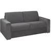 Image de Vente-unique - Canapé 3 Places Convertible Express en Velours Anthracite - Couchage Lattes Larges 140 cm - Matelas 16 cm avec Mousse à mémoire de Forme CALITO