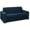 Image de Vente-unique - Canapé 3 Places Convertible Express en Velours Bleu Nuit - Couchage Lattes Larges 140 cm - Matelas 16 cm avec Mousse à mémoire de Forme CALITO