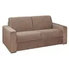 Image de Vente-unique - Canapé 3 Places Convertible Express en Velours Beige - Couchage Lattes Larges 140 cm - Matelas 16 cm avec Mousse à mémoire de Forme CALITO