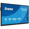 Image de iiyama Prolite TE7513A-B2AG Écran interactif IPS LED 189,3 cm 75" 4K UHD 40 points tactiles PureTouch-IR HDMI DP USB-C DP-Alt USB2.0/3.2 RJ45 WiFi OPS Android 14 Google EDLA PIR NFC Antireflet 7H 24/7