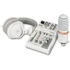 Image de Yamaha AG03MK2 All-in-One Live Streaming Pack comprenant mixeur 3 canaux, microphone à condensateur et écouteurs, pour Windows, Mac, iOS et Android, en blanc