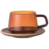 Image de Tasse et soucoupe Sepia en teck Kinto Ambre taille unique