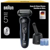 Image de Braun Rasoir Electrique Homme Series 5 52-B7200CC Bleu, Etanche, Lames Flexibles Pour Raser Doucement Le Visage et La Barbe, 2 Modes De Rasage, Coffret Avec Station et Brosse De Nettoyage
