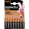 Image de Duracell Plus, lot de 8 piles alcalines Type AAA 1,5 Volts LR03 MN2400