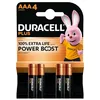 Image de Pack de 4 Piles alcalines Duracell Plus MN2400 AAA 1,5 V Noir et Orange