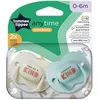 Image de Tommee Tippee   Sucettes en Silicone Sans BPA, Design Classique et Symétrique - 0/6 mois, Pack de 2 (Couleurs Aléatoires)