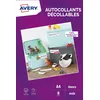 Image de AVERY Lot de 5 C9410REVs - 8 autocollants enlevables, 199,6 x 289,1 mm, mat, blanc, jet d'encre
