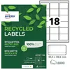 Image de AVERY - 1800 Étiquettes Autocollantes Blanches Personnalisables - 100% Recyclées - Format 63,5 x 46,6 mm - Impression Laser et Jet d'Encre