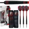 Image de Harrows Ace Rubber Black Darts | Jeu de fléchettes à Pointe en Acier avec étui de Transport | 20g, 22g, 24g et 26g | Comprend des tiges Supergrip et des ailettes Marathon de 100 microns-26grmm