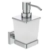 Image de Ideal Standard IOM Cube Distributeur Savon Liquide Porte-Savon Liquide Mural Acier Verre Satiné Fixations incluses 150 ML E2252AA
