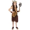 Image de Smiffys Costume fille viking, Marron, avec robe et bracelets Halloween