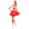 Image de Smiffys Costume de pom-pom girl de Grease Sandy Rouge et blanc, avec jupe et haut