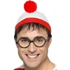 Image de Smiffys Où est Charlie ? Kit instantané, Rouge et blanc, avec chapeau et lunettes Halloween