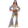 Image de Smiffys Costume Peace and Love hippie, multi couleurs, avec haut, pantalon, bandeau et ceinture Halloween