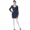Image de Smiffys Costume d'hôtesse de l'air, bleu, avec veste, jupe, écharpe et coiffe Halloween