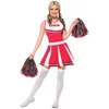 Image de Smiffys Costume pom pom girl, Rouge, avec robe et pompons Halloween