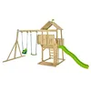Image de TP Toys Aire de Jeux Bois Kingswood   Toboggan Double Vague, Balançoire, Fauteuil Bébé 4 en 1, Bac à Sable, Kit d’Ancrage   Dès 3 Ans   Hauteur 306 cm