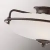 Image de QUOIZEL Plafonnier Griffin F, Ø 42 cm, abat-jour en verre opalin, bronze