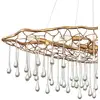 Image de Quintiesse Suspension Laguna, doré avec gouttes de verre, à 8 lampes