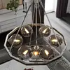 Image de FEISS Suspension Harper abat-jour en verre fumé 7 lampes