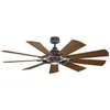 Image de Elstead Gentry Ventilateur de plafond 165 cm, 9 pales, lumière LED variable 3000 K, zinc patiné, télécommande.