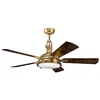 Image de Elstead Hatteras Bay Ventilateur de plafond 142 cm avec lumière LED variable 3000 K, laiton antique bruni, télécommande