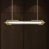 Image de Quintiesse Suspension LED ESPADA, doré brossé, 122 cm, métal/verre