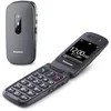 Image de Panasonic KX-TU446EXG Téléphone Portable à Clapet, Sans forfait, Bouton d’Appel d’Urgence SOS, Amplificateur Vocal, Gros Boutons, Grand affichage,Grands chiffres, Flash, Écran couleur 2,4 pouces, Gris