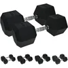 Image de Urban Fitness PRO Haltères hexagonales   Revêtement en caoutchouc (paire), 25 kg, noir
