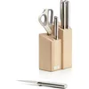 Image de Joseph Joseph Fusion Ensemble Couteaux de Cuisine Professionnelle Japonais 5 pièces, Avec Couperet et Ciseaux de Cuisine, Bloc de Couteaux en bois