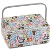 Image de Hobby Gift Grande boîte de rangement pour couture, bois/tissu, machines à coudre