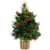 Image de Christmas Concepts® 2ft (60cm) Vert Fibre Optique Pine Arbre de Noël monté sur Le Mur avec cônes et Baies Rouges