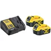 Image de DEWALT - Pack 2 Batteries XR 18V 5 Ah Li-Ion et Chargeur - DCB115P2-QW - Compatibles Avec Tous Les Outils XR 18V Bricolage et Jardin DEWALT - Chargeur Multi-Voltage avec Témoin LED du Niveau de Charge