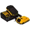 Image de DeWalt Pack 2 Batteries XR 18V 2 Ah Li-Ion et Chargeur - DCB115D2-QW - Compatibles Avec Tous Les Outils XR 18V Bricolage et Jardin DeWalt Chargeur Multi-Voltage avec Témoin LED du Niveau de Charge Couleur