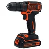 Image de BLACK+DECKER Perceuse sans fil - 18V - 1 Vitesse - 0-650 trs/min - 30 Nm - Couple 10 positions - Bois 25 mm - Métal 10 mm - 2 Batteries 1,5 Ah, 1 Chargeur, 1 Coffret - BDCDC18K1B-QW