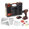 Image de BLACK+DECKER BDCHD18BOA-QW Perceuse à Percussion sans Fil - 21 000 cps/min - 2 Vitesses - 160 Accessoires - 2 Batteries 18V, Livrée en Malette de Rangement Premium