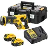 Image de DeWalt Scie Sabre Compact Brushless XR 18V 5 Ah - DCS367P2-QW - Scie Électrique sans Fil avec Coffret TSTAK, 2 Batteries et Chargeur - Vitesse 2900tr/min - Coupe Bois 300mm/Acier 100mm Noir/Jaune