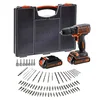 Image de BLACK+DECKER BDC718AS2O-QW Perceuse-Visseuse sans fil - 18 V - 2 batteries 1,5 Ah - 20 250 cps/min - 2 vitesses - 80 accessoires - Livrée en organisateur