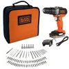 Image de BLACK+DECKER Perceuse visseuse à percussion sans fil 12 V + 80 accessoires + 1 batterie 1,5 Ah + 1 sac de transport - BLACK+DECKER - BDCHD12S1A-QW