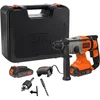 Image de BLACK+DECKER Marteau perforateur SDS-Plus sans fil 18V, batteries Lithium-Ion 2.5Ah, puissant impact de 1.2J, boîte de kit, BCD900E2K-QW